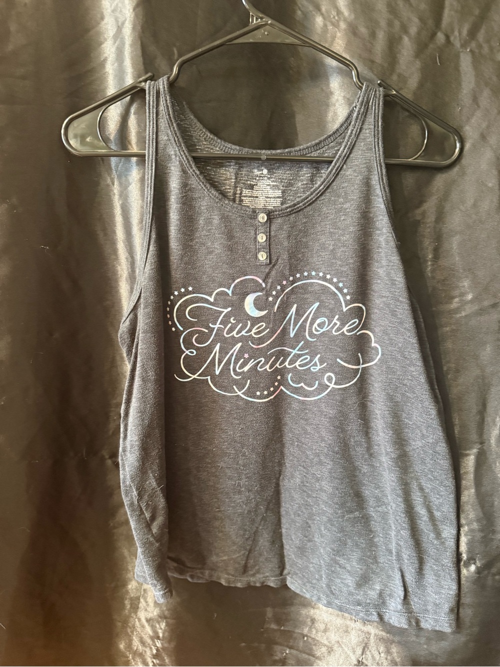 Five More Minutes Scoop Neck Tank Top - Gray